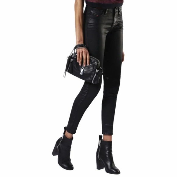 DIESEL Womens Denim Jeans Super Slim Fit Shiny Cotton Black Pant BNWT - Picture 11 of 11